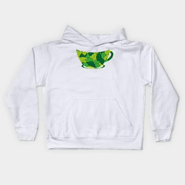 cup of organic herbal leaf tea for healthy life logo Kids Hoodie by asepsarifudin09